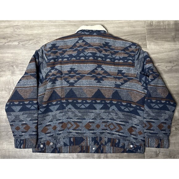 Wrangler Sherpa Lined Jacquard Jacket XL Pageant Blue Western Vintage Style - Picture 8 of 9